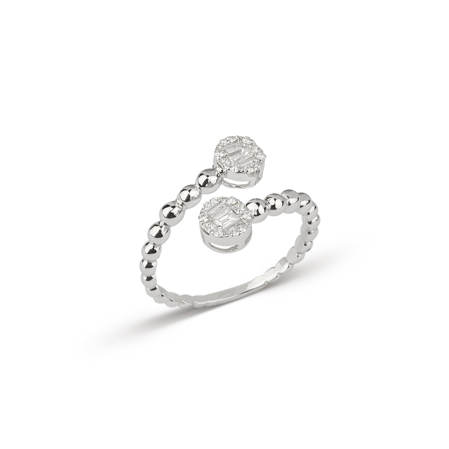 Double Diamond Beaded Band Ring | diamond jewelers | diamond rings