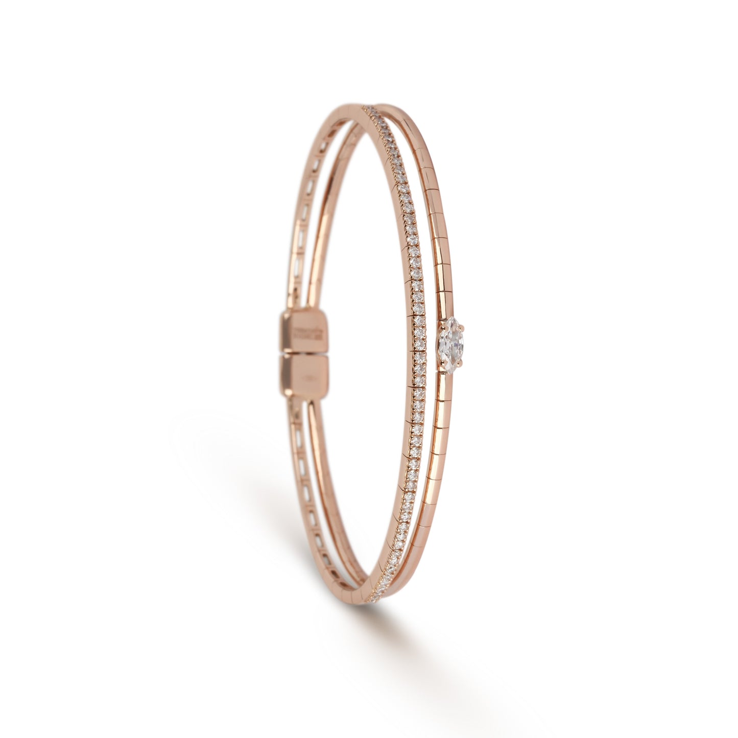Rose Gold Double Band Diamond Cuff | Jewelry shops in Dubai