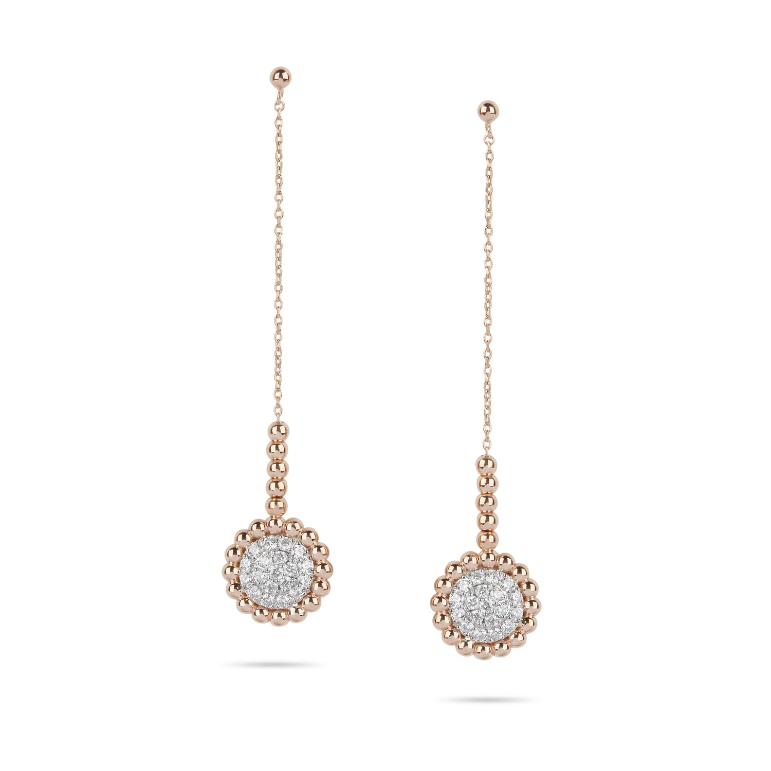Rose Gold Beaded & Diamond Drop Earrings | Online jewellery shop