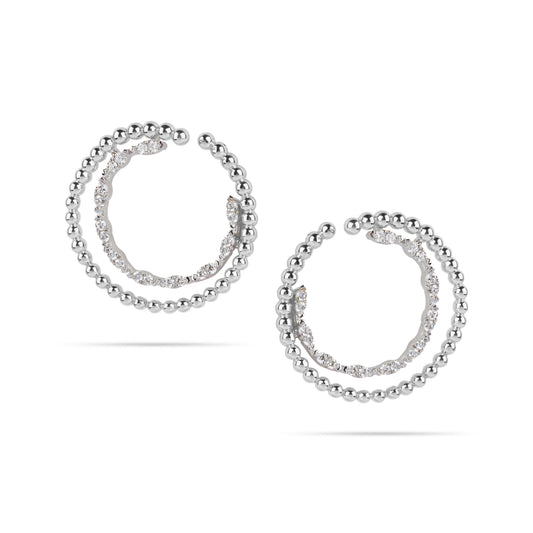 Diamond Beaded Hoop Earrings