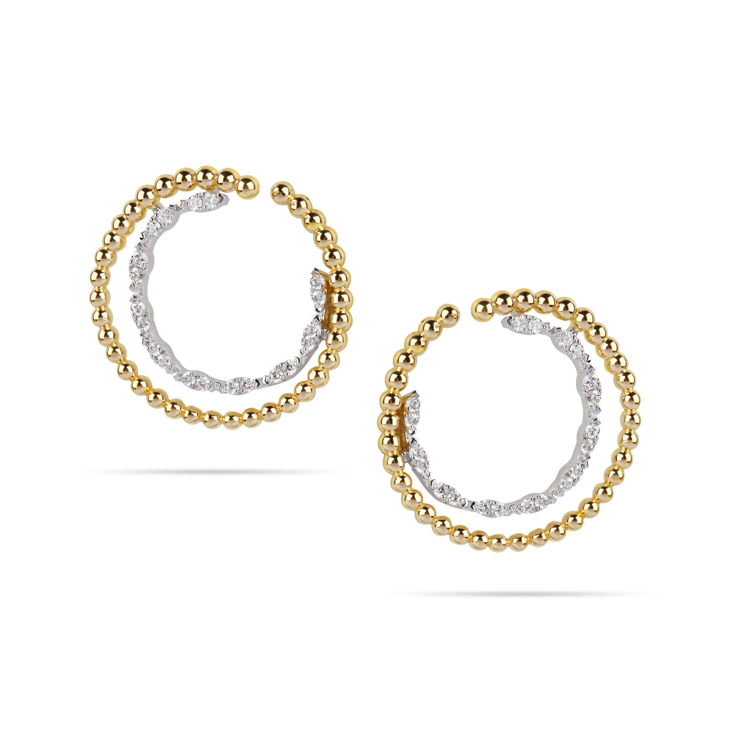 Two-Tone Beaded & Diamond Hoop Earrings Media |  Best Jewellery Stores