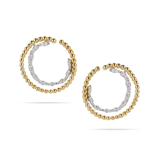 Two-Tone Beaded & Diamond Hoop Earrings Media | Best Jewellery Stores
