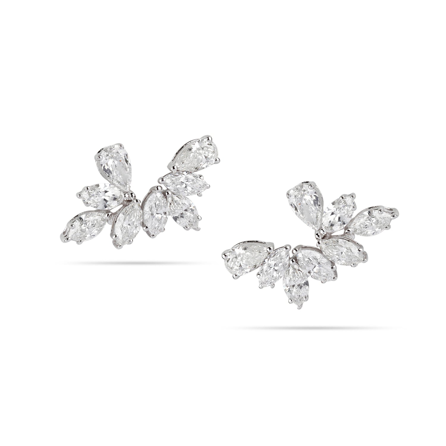 Marquise Asymmetrical Diamond Earrings | Bridal jewelery set 