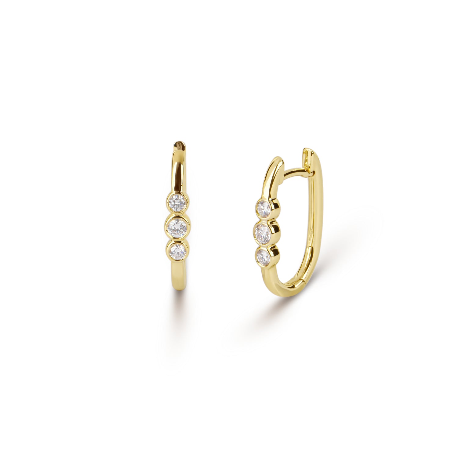 Small Yellow Gold Diamond Huggie Earrings |  Best Jewelry Stores