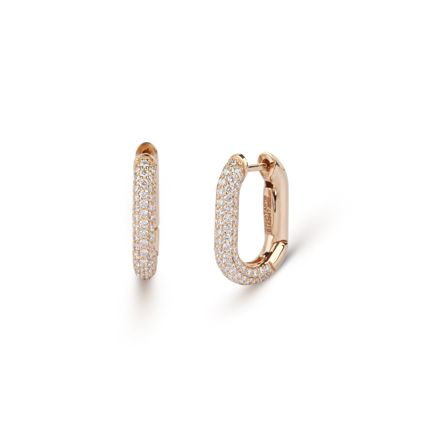 Square Huggie Diamond Earrings Media | Jewelry Online Store