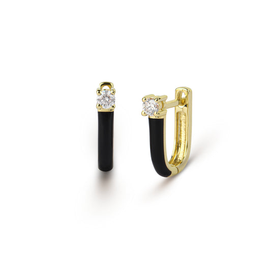 Enamel & Diamond Huggie Earrings Media | best jewelry online