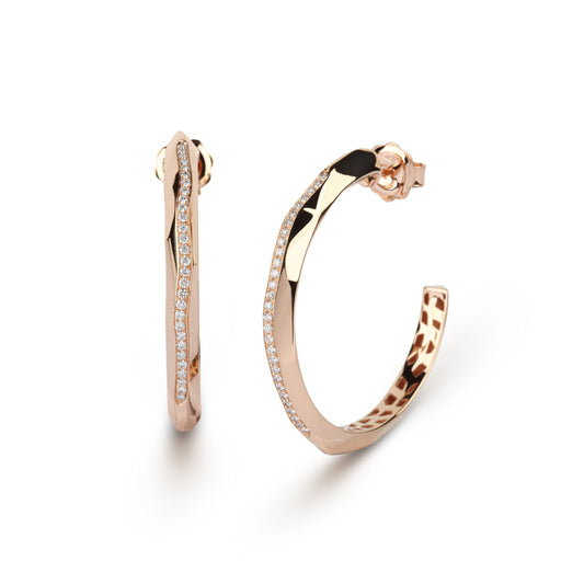 Diamond Linear Rose Gold Hoop Earrings | Online Jewelry Store
