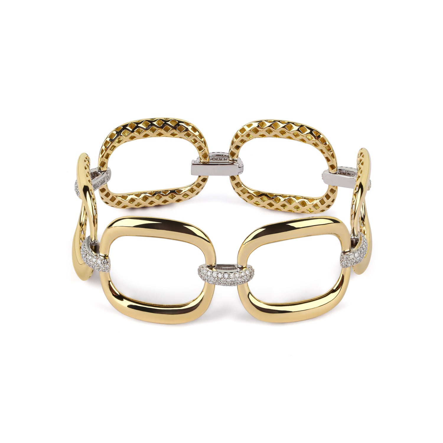Two-Tone Large Chain Diamond Bracelet | store jewellery | diamond bracelet for women