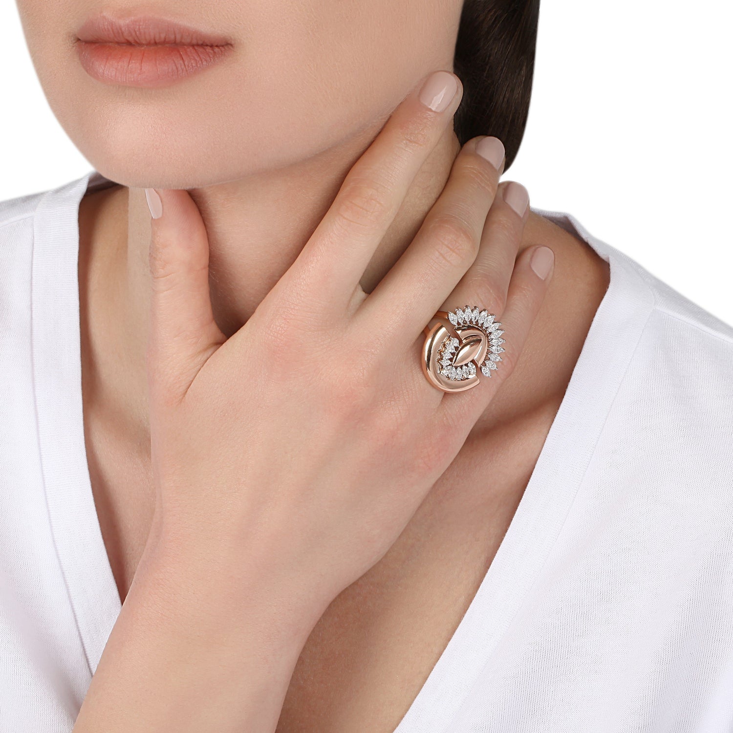 Rose Gold & Marquise Arc Diamond Ring | diamond ring | buy jewellery