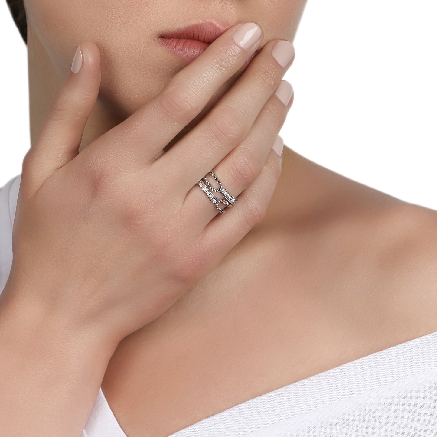 Diamond Beaded Band Ring | diamond rings | diamond rings for women