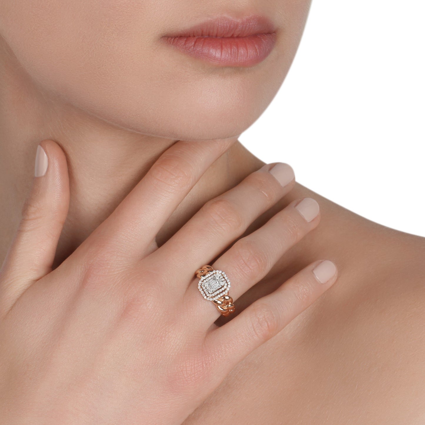 Double Frame Chain Diamond Ring | diamond jewelers | diamond rings
