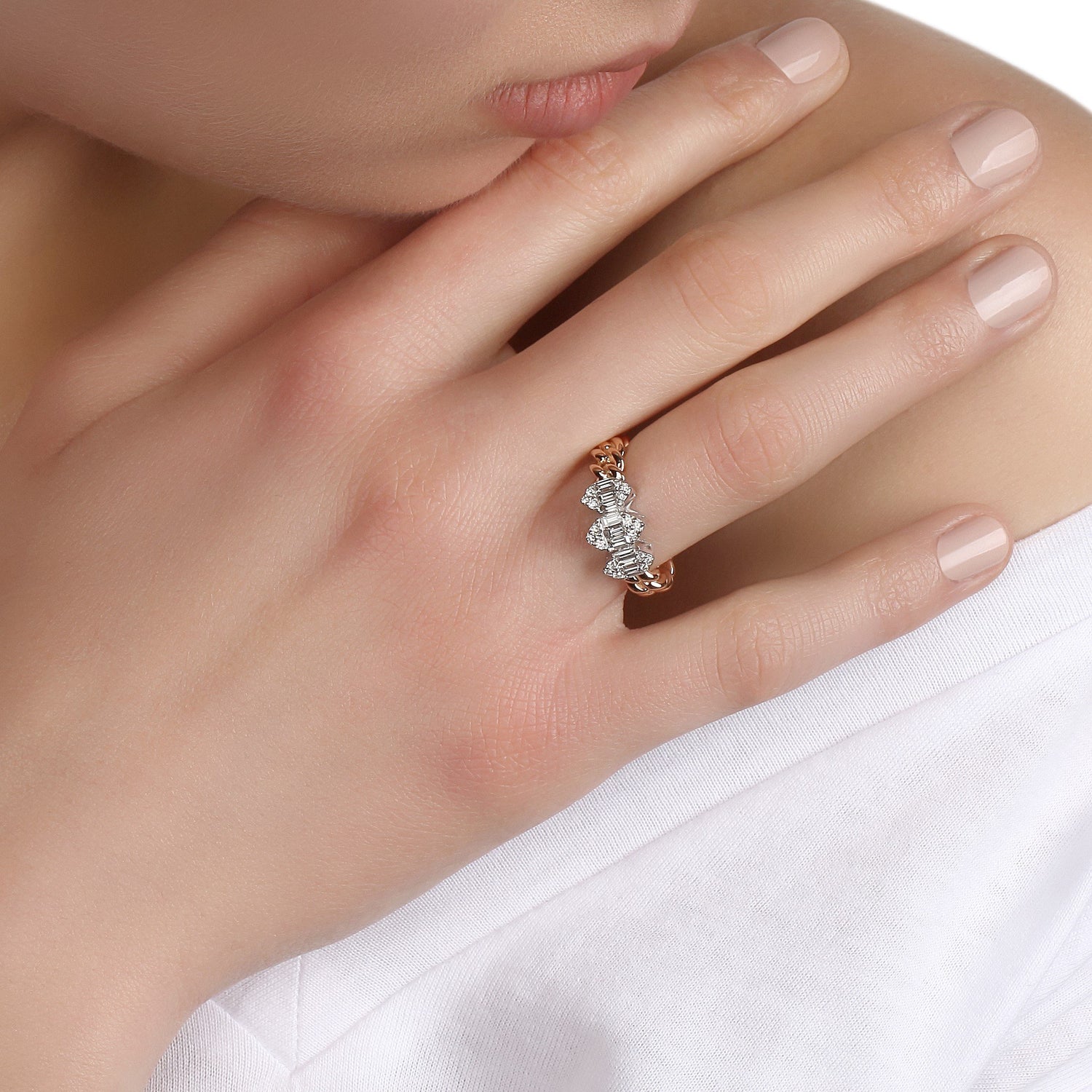 Cuban Chain Trio Illusion Diamond Ring | diamond rings | diamond rings for women