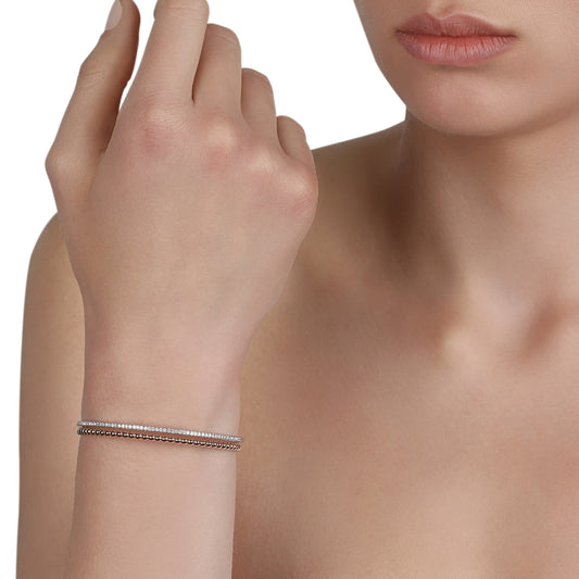 Two-Tone & Diamond Double Bangle | Jewelry online in Bahrain, UAE