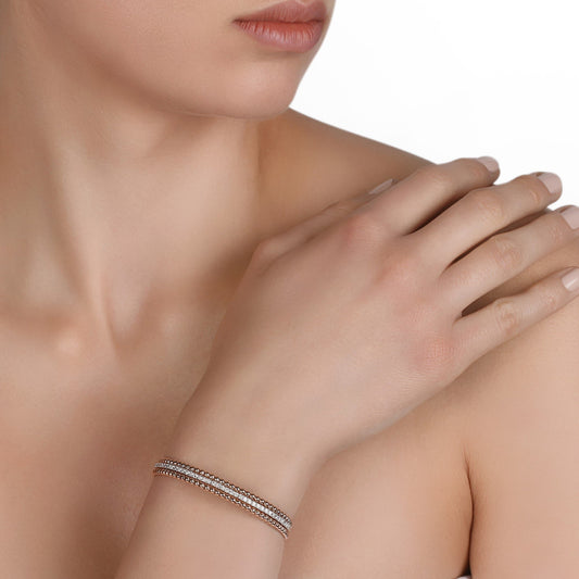 Triple Layer Rose Gold & Diamond Cuff | best jewelry in Kuwait