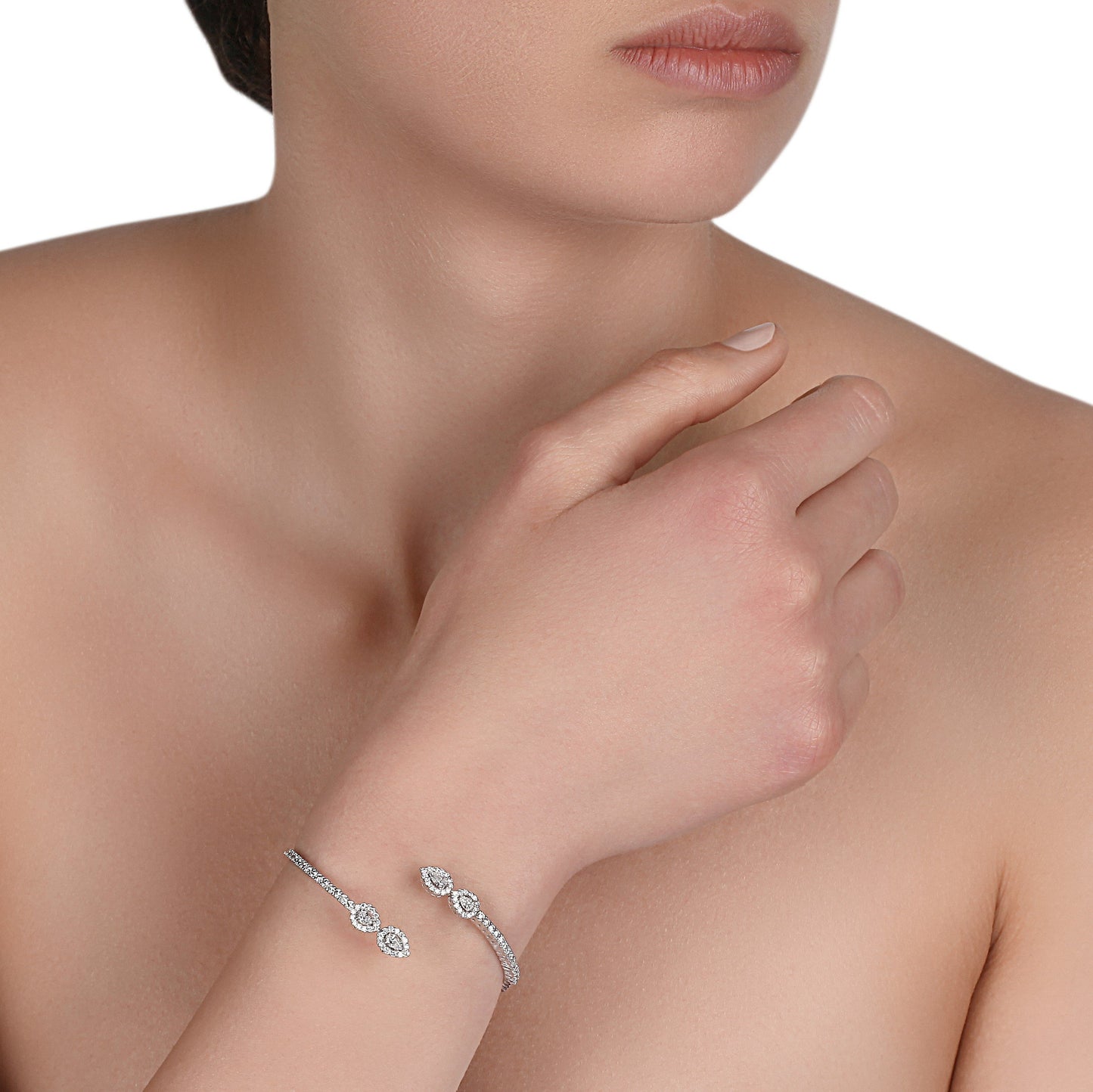 Double Pear Shape Full Diamond Cuff | best jewelry online | diamond bracelet for women