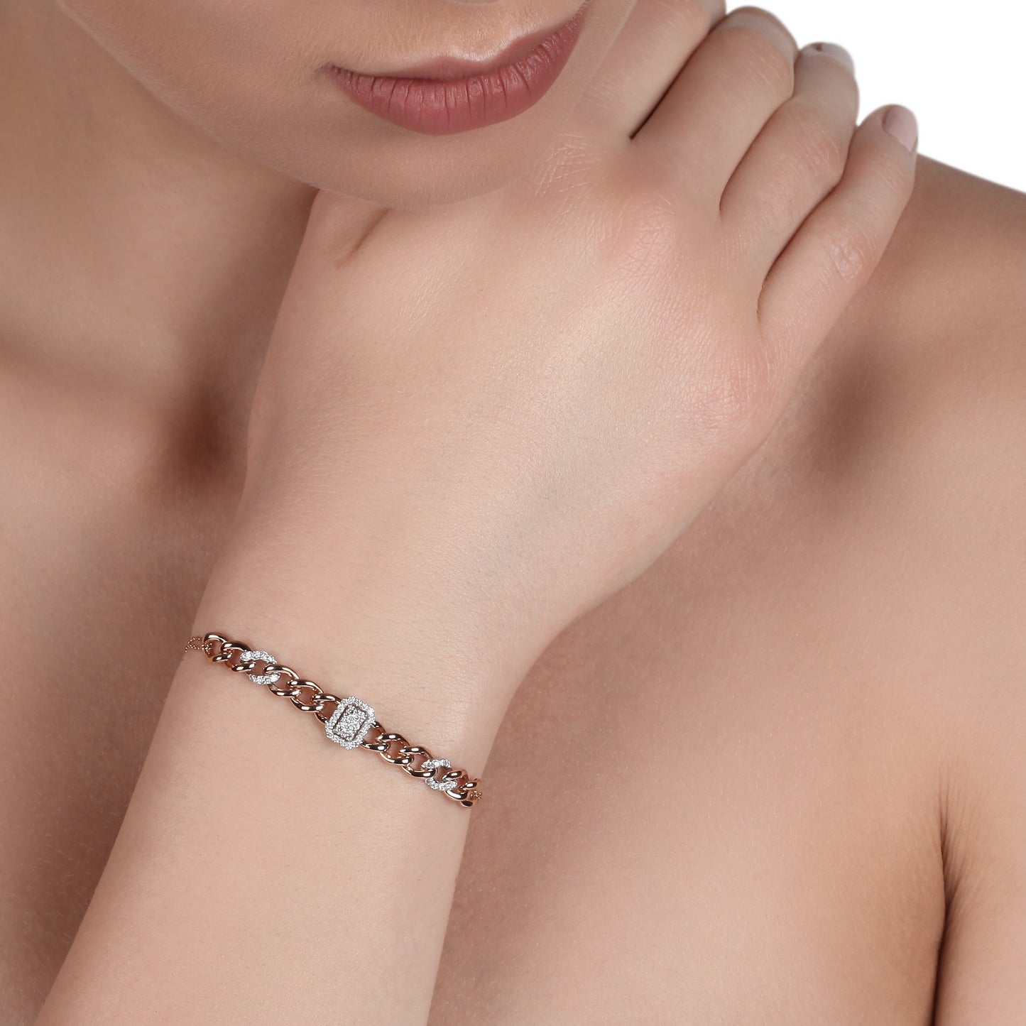Cuban Link Chain Illusion Diamond Bracelet | diamond jewelers | diamond chain bracelet