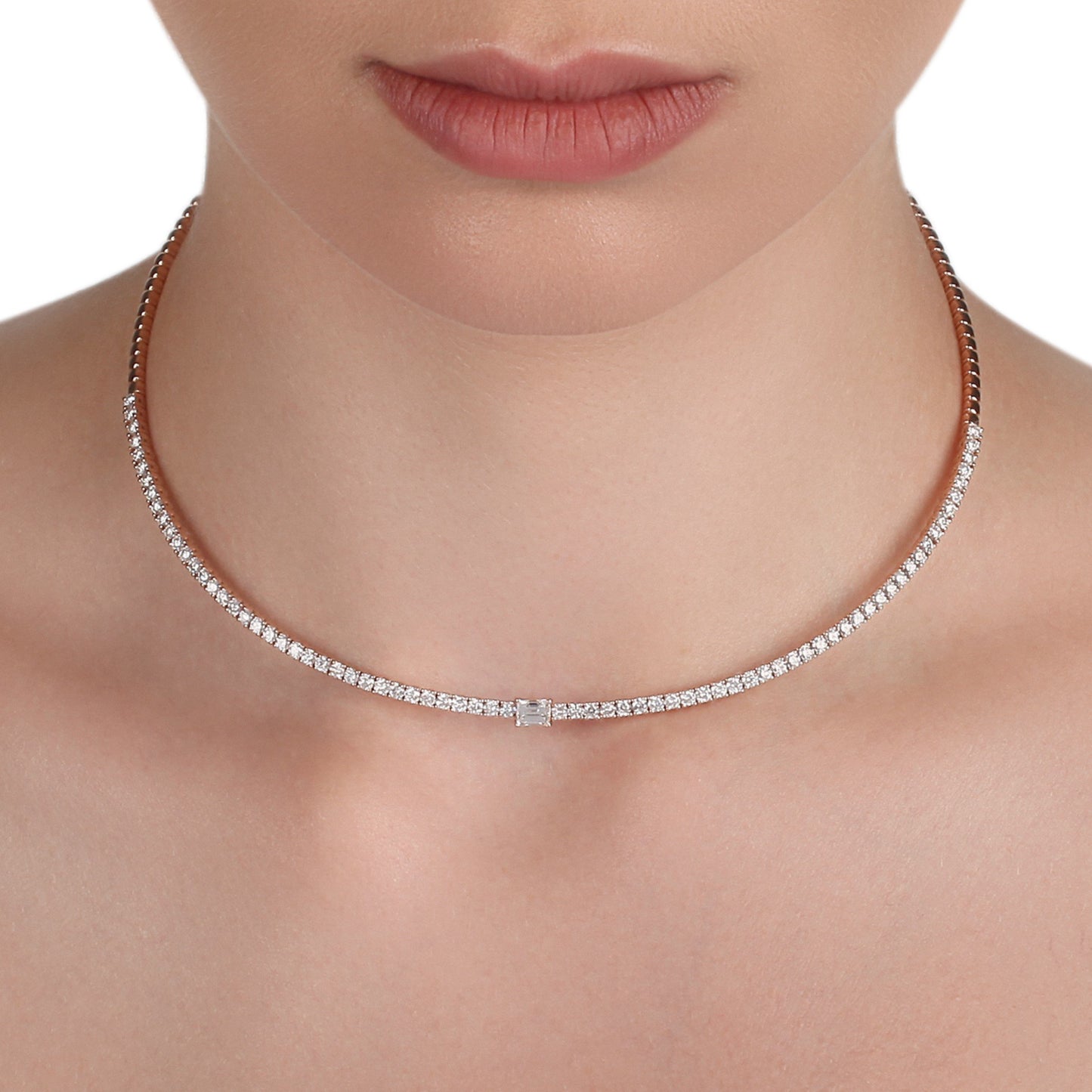 Rose Gold Choker Style Diamond Necklace | Diamond Necklace | Buy Necklace Online