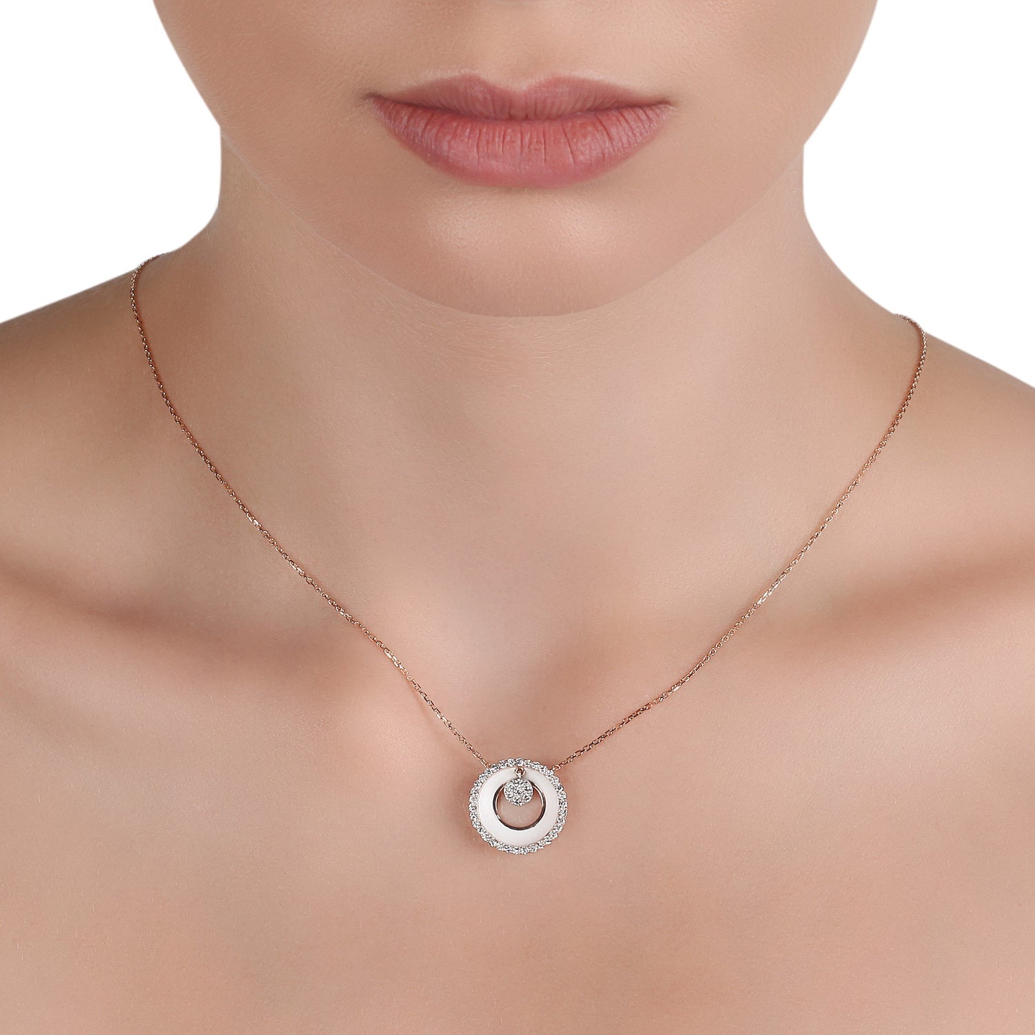 Circular Rose Gold & Diamond Chain Necklace | Diamond Necklace | Diamond Jewellery Necklace