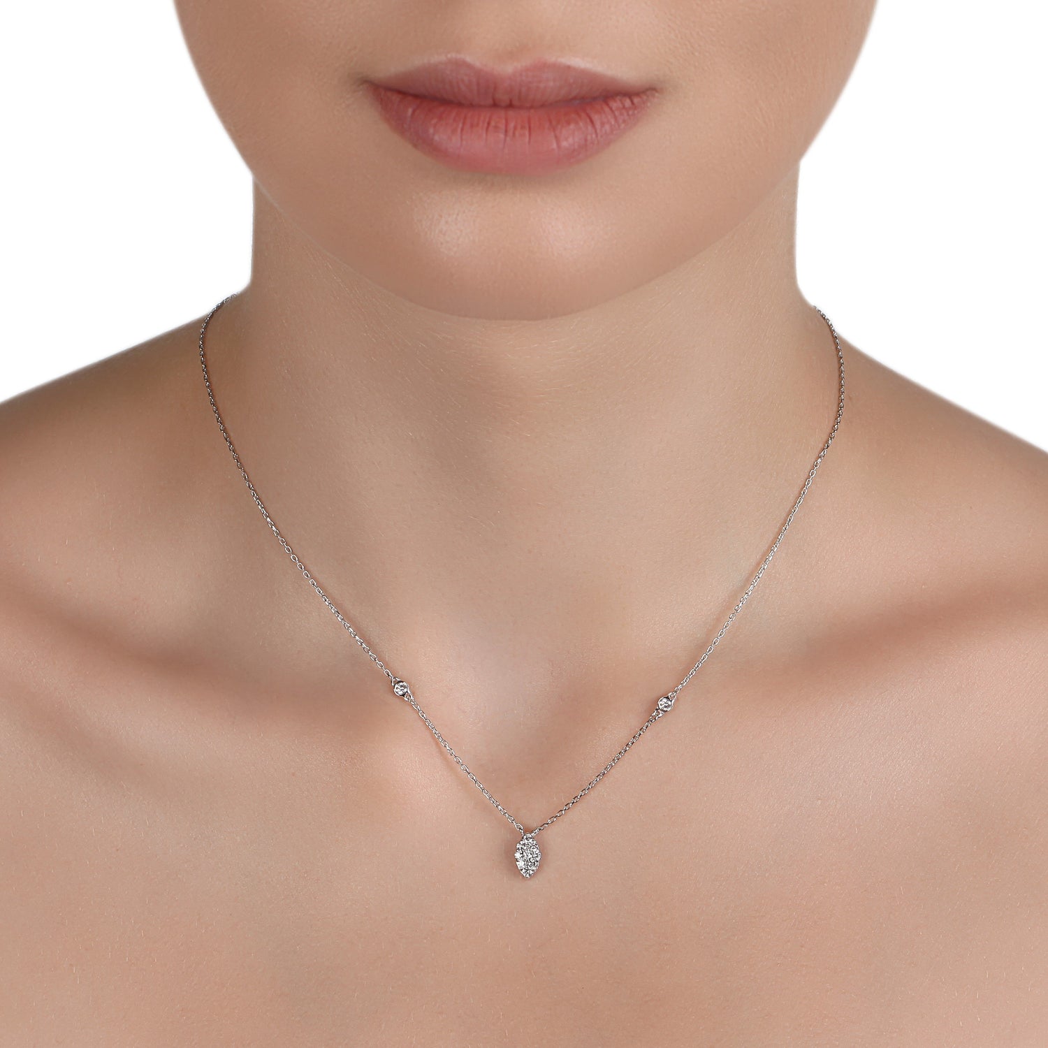 Marquise Shaped Illusion Diamond Necklace | Diamond Necklace | Ladies Necklace