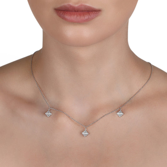 Square Diamond Charm Necklace | Diamond Necklace | Jewellery Necklace
