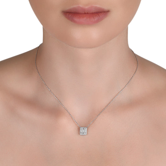 Framed Diamond Baguette Necklace | Diamond Necklace | Diamond Store