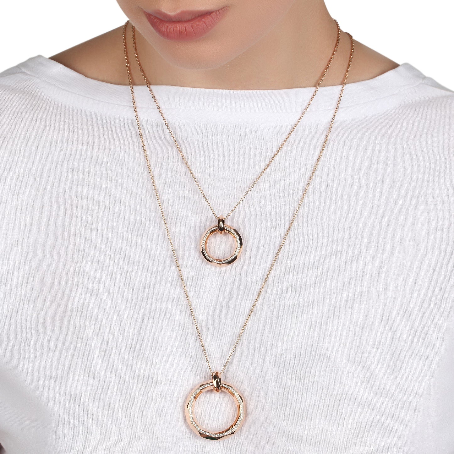 Small Circle Lined Diamond Pendant | Diamond Necklace | Jewel Online Shopping