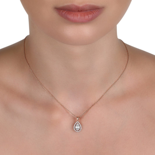 Rose Gold Baguette Diamonds with Frame Necklace | Diamond Necklace | Diamond Necklace Online