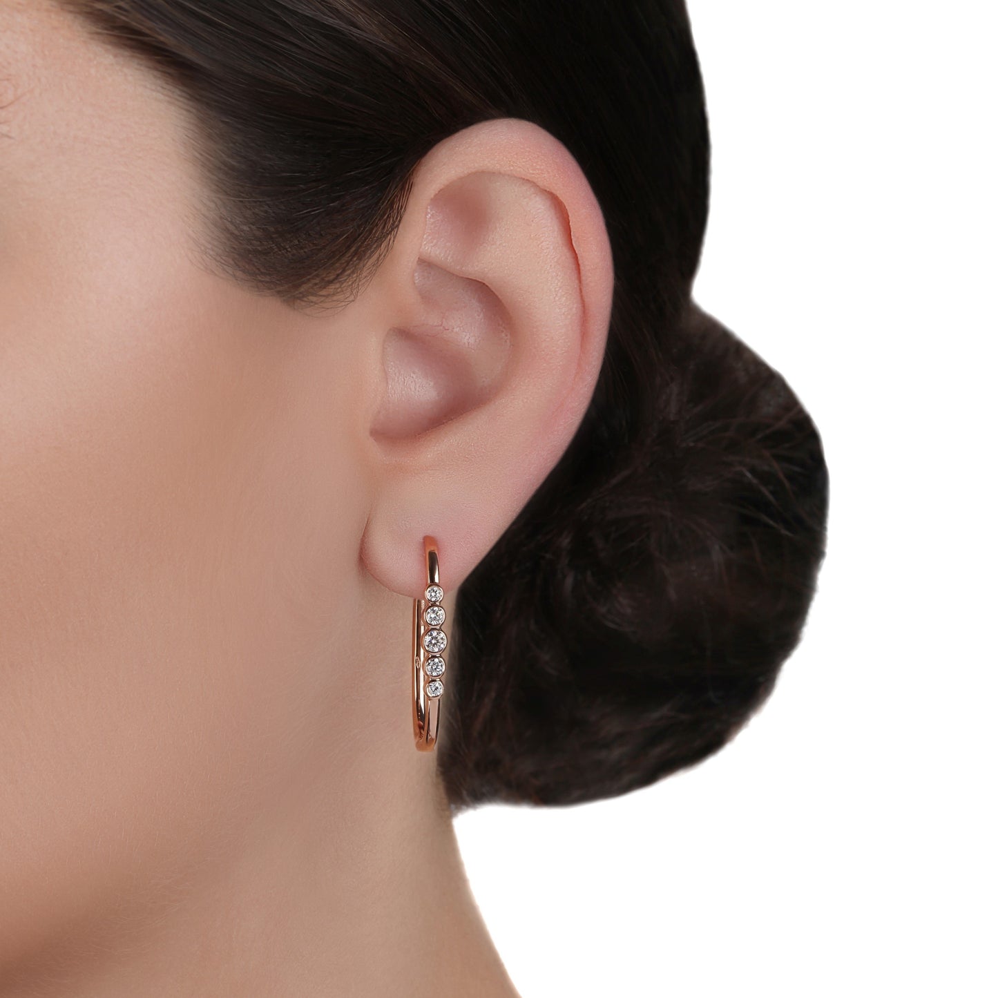 Rose Gold Diamond Huggie Earrings |  Online Earring Shop
