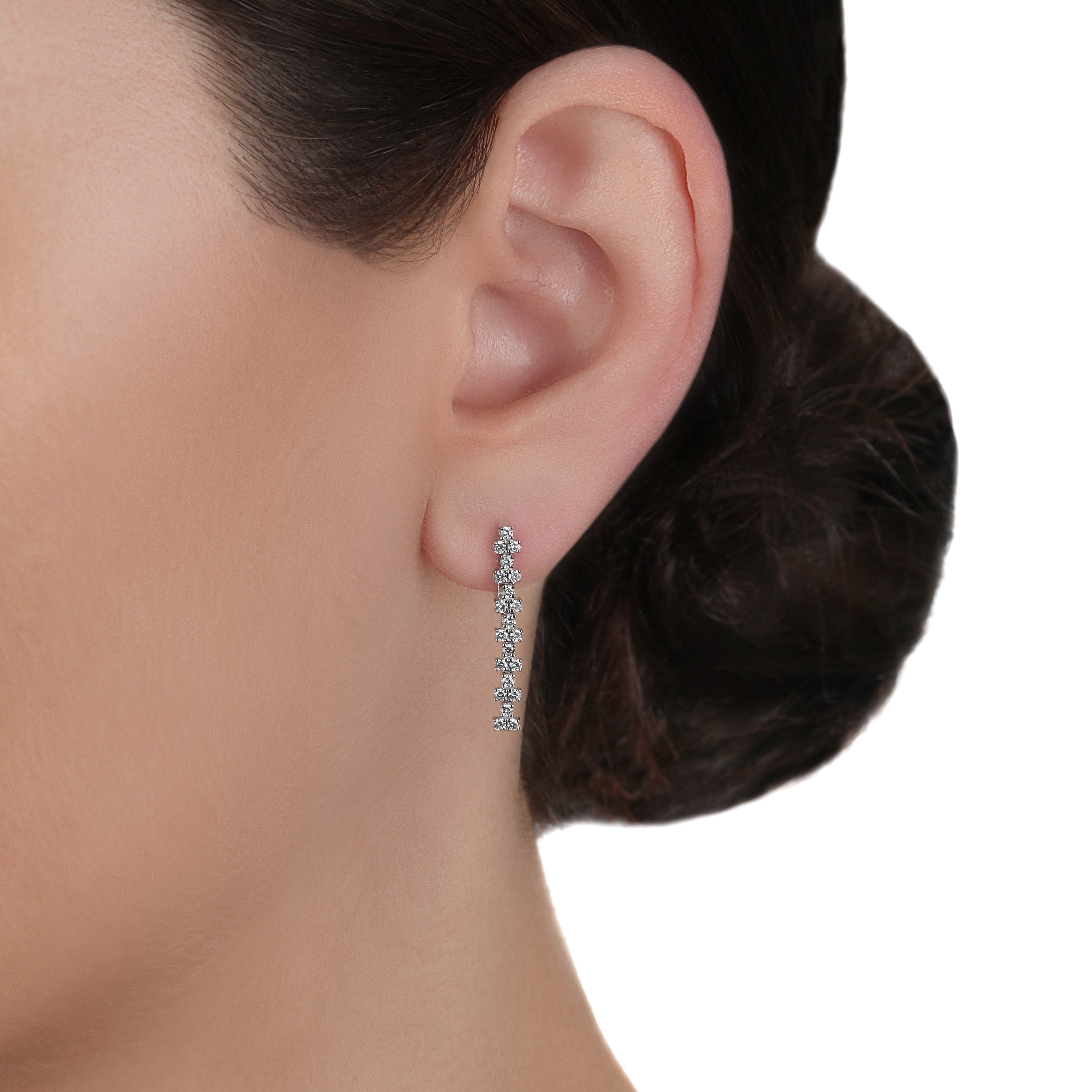Chanel Diamond Gemstone White Gold Drop Earrings