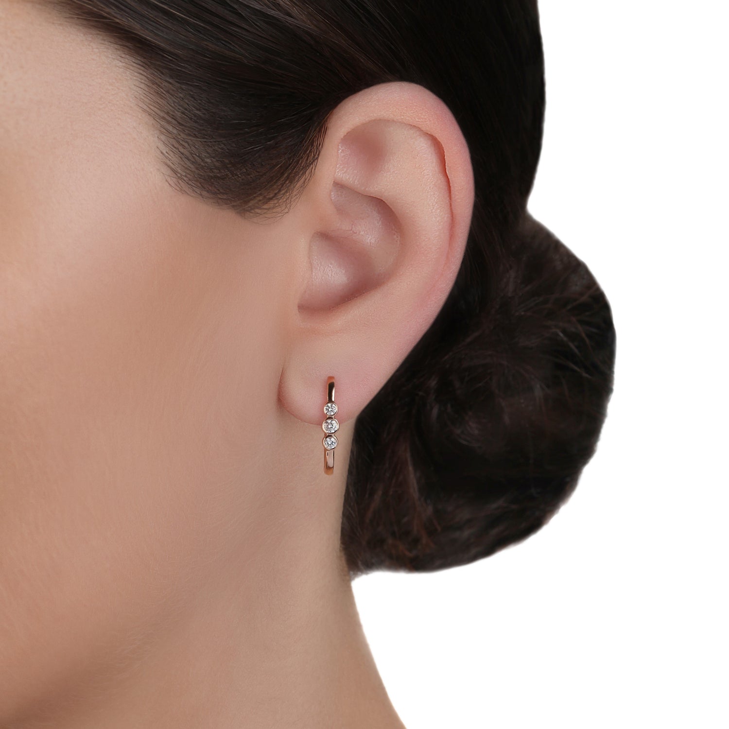Small Rose Gold  Diamond Huggie Earrings  | Earrings Online