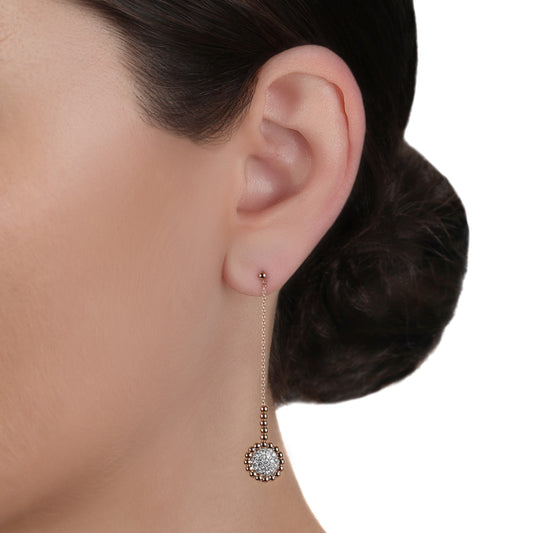  Rose Gold Beaded & Diamond Drop Earrings | Jewellry Online