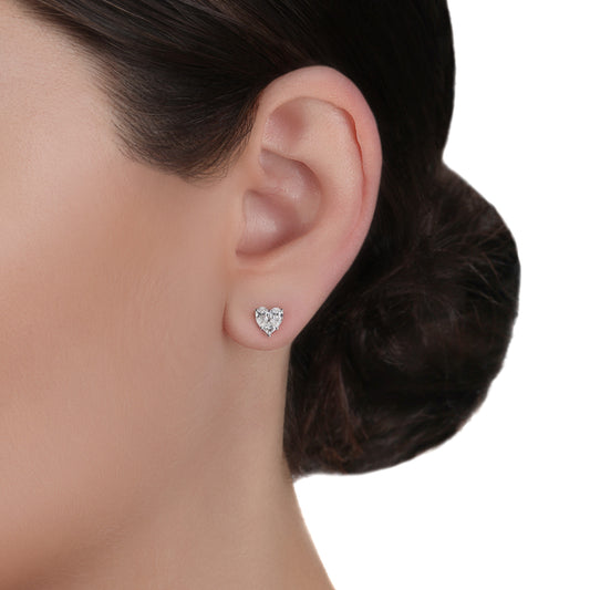 Heart Shaped Illusion Diamond Studs | Bridal Jewelry