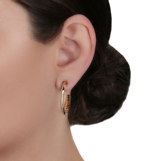 Diamond Linear Rose Gold Hoop Earrings | Diamond Earring Store