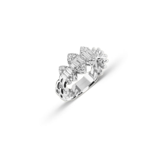 Cuban Chain Trio Illusion Diamond Ring