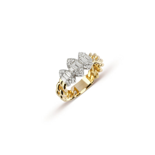 Cuban Chain Trio Illusion Diamond Ring