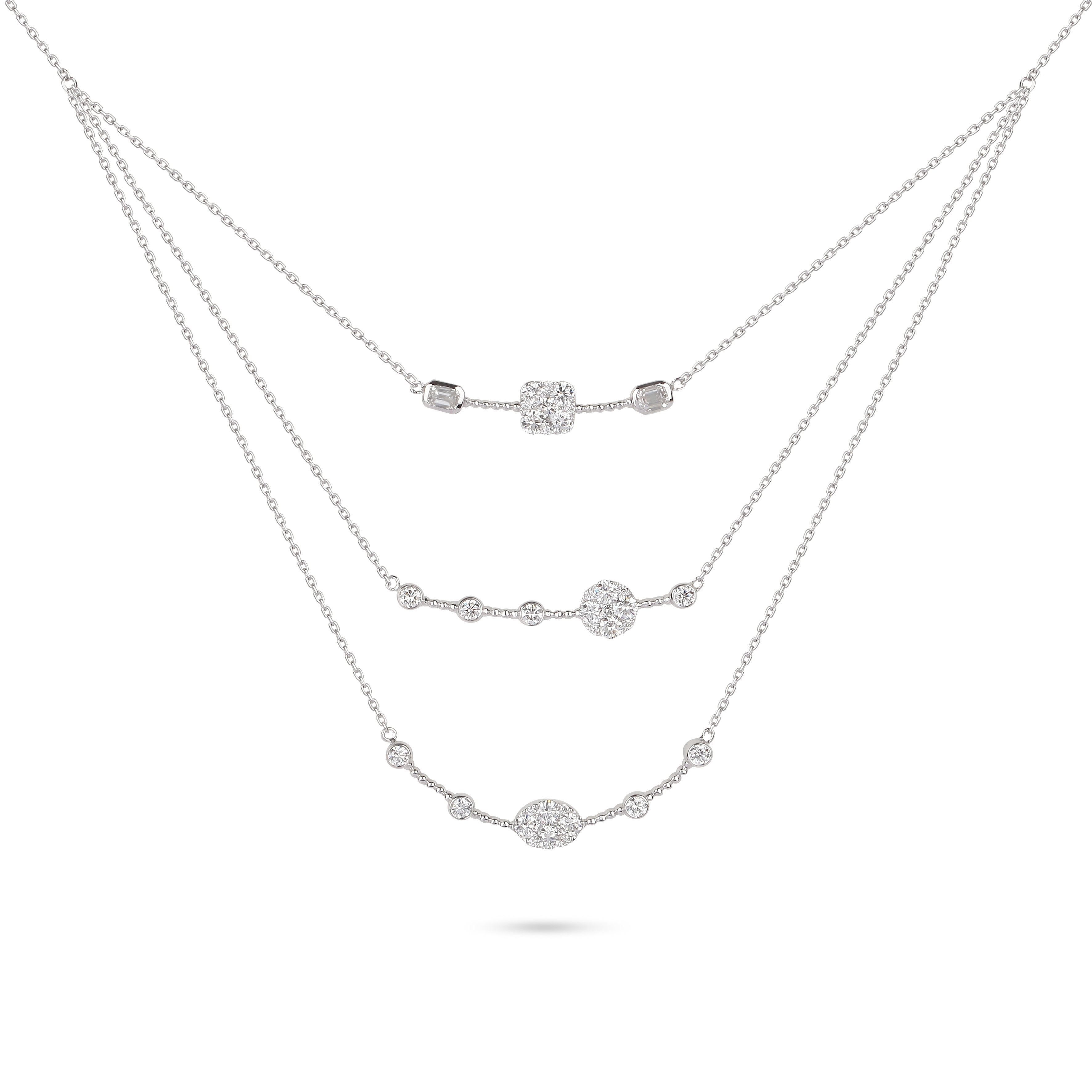 Multiple Layer Diamond Chain Triple Layer Multiple Cut Diamond Necklace – YESSAYAN - LA