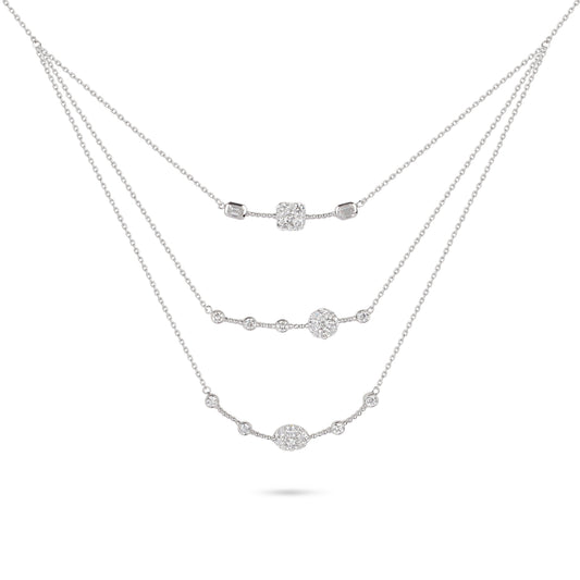 Triple Layer Multiple Cut Diamond Necklace | Buy Diamond Necklace Online
