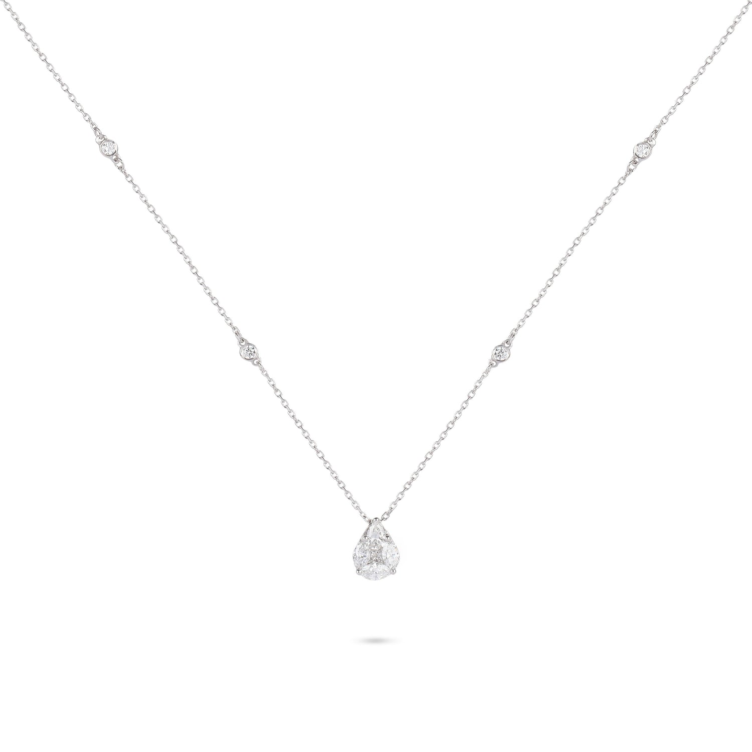 Pear Shaped Illusion Diamond Necklace | Buy Diamond Necklace Online