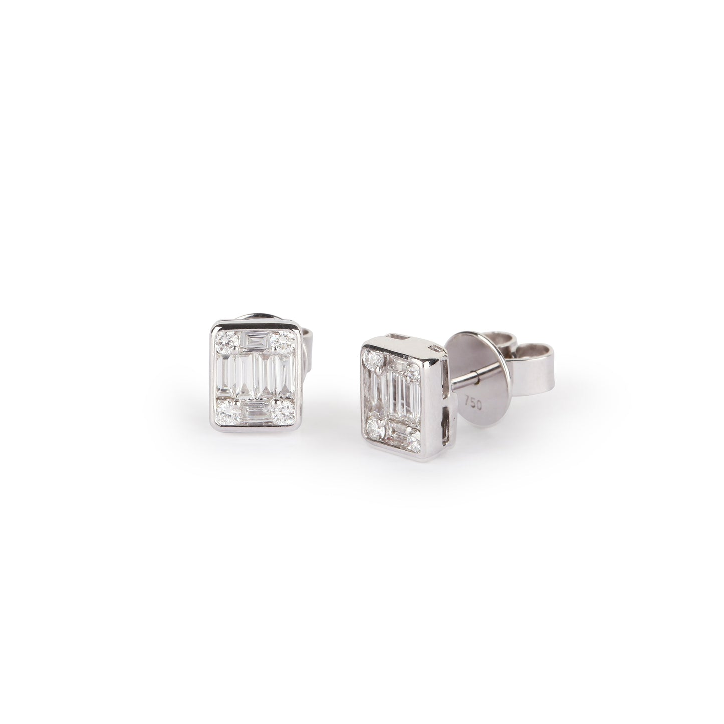 Baguette Illusion Diamond Studs | Diamond Sets Online
