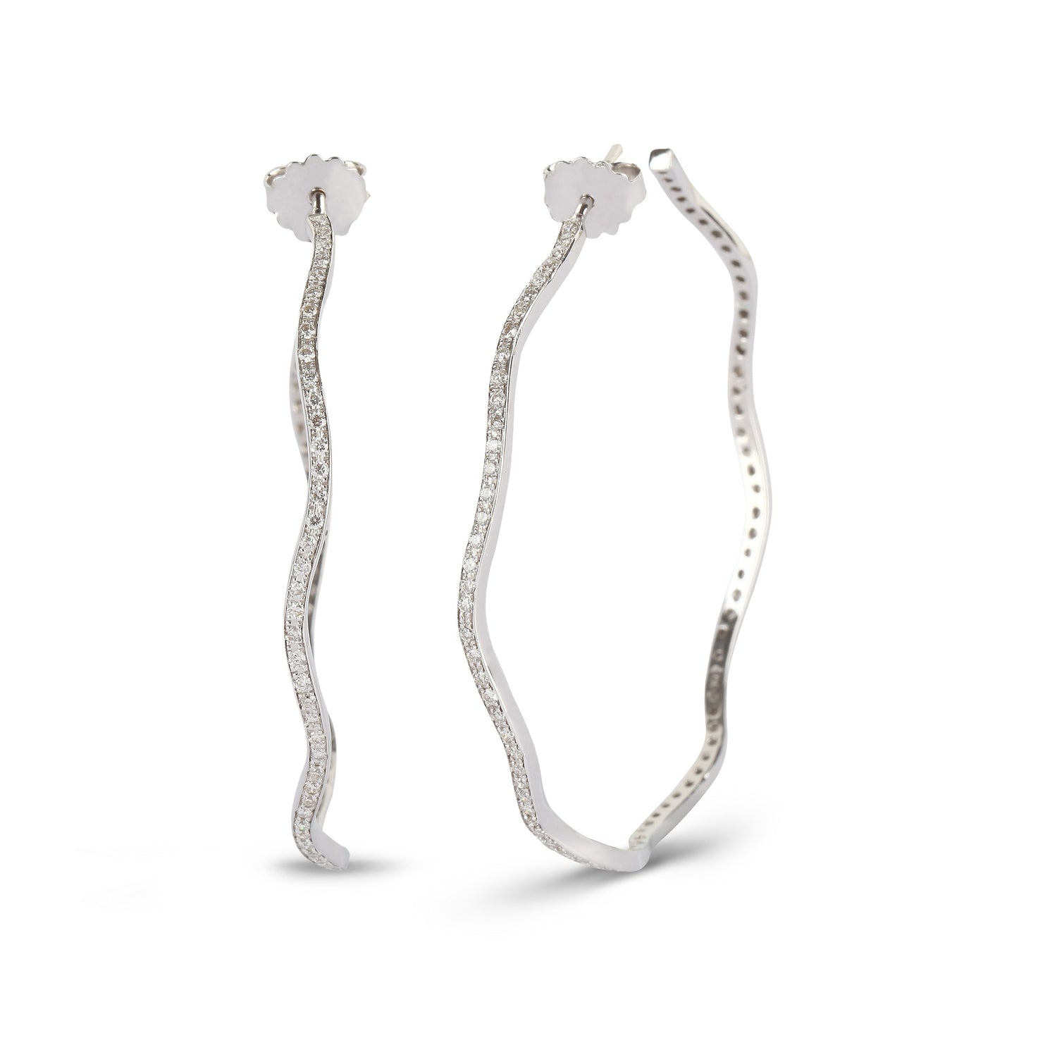 Diamond Wavy Hoop Earrings | Jewelry store 