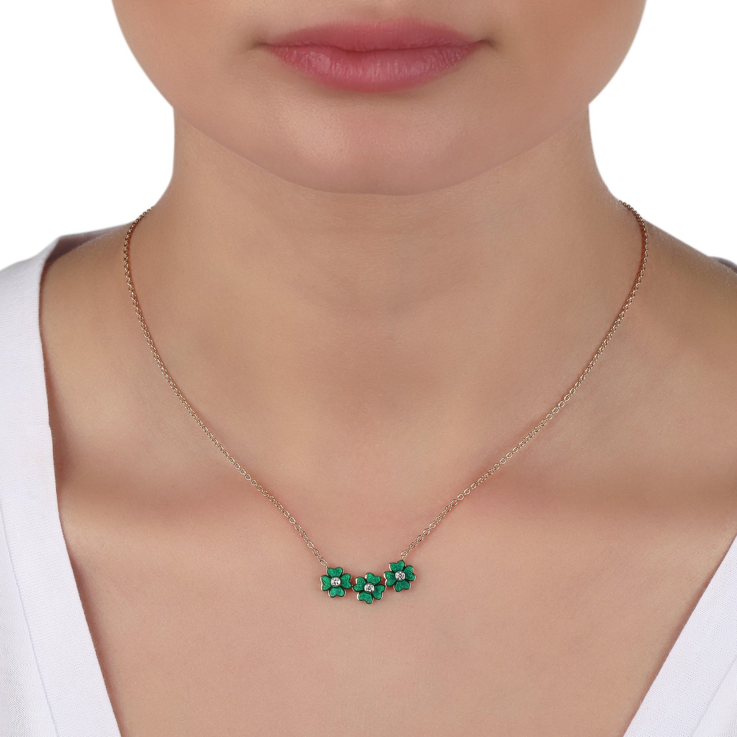 Green Floral Diamond Necklace | Diamond Necklace | Jewellery Necklace