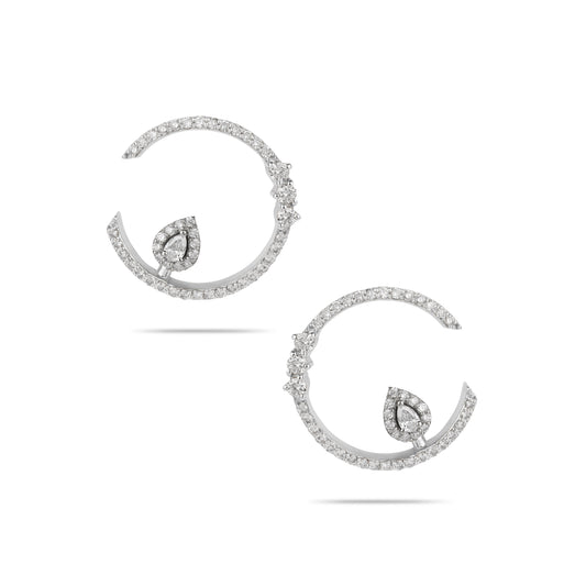 Diamond Hoop Drop Earrings