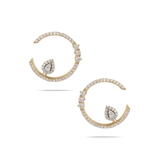 Diamond Hoop Drop Earrings