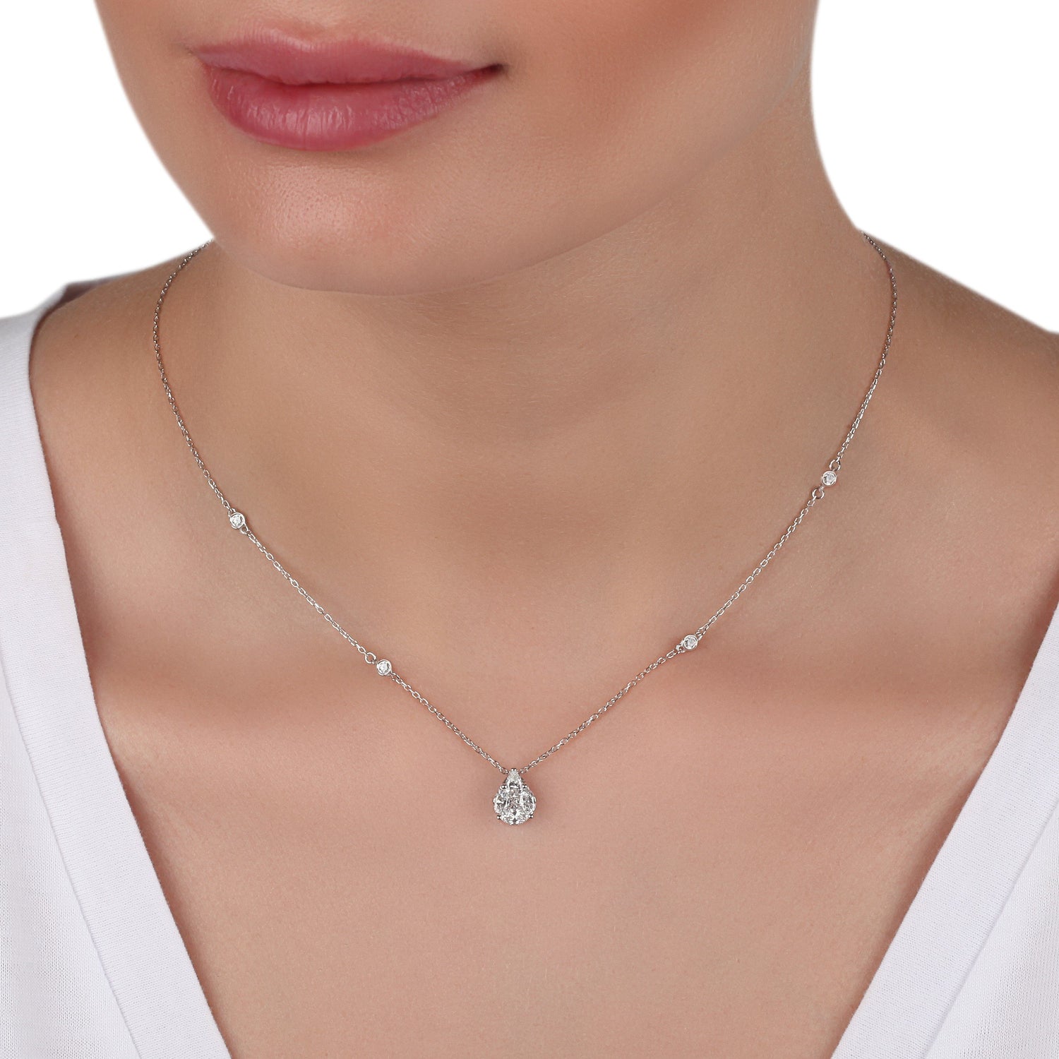 Pear Shaped Illusion Diamond Necklace | Buy Diamond Necklace Online