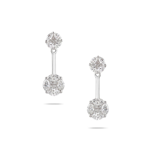 Medium Attachable Illusion Diamond Stud Earrings | Jewelry online
