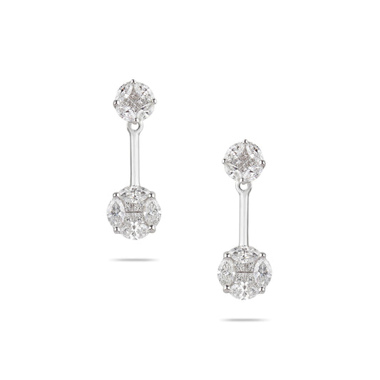 Large Attachable Illusion Diamond Stud Earrings | Jewelry online