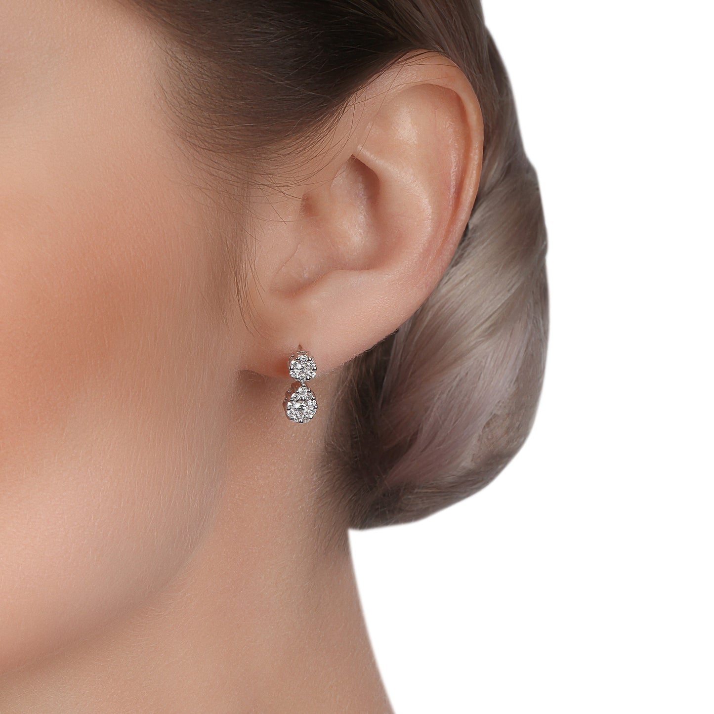 Small Pear Drop Illusion Diamond Earrings | Jewelry Store
