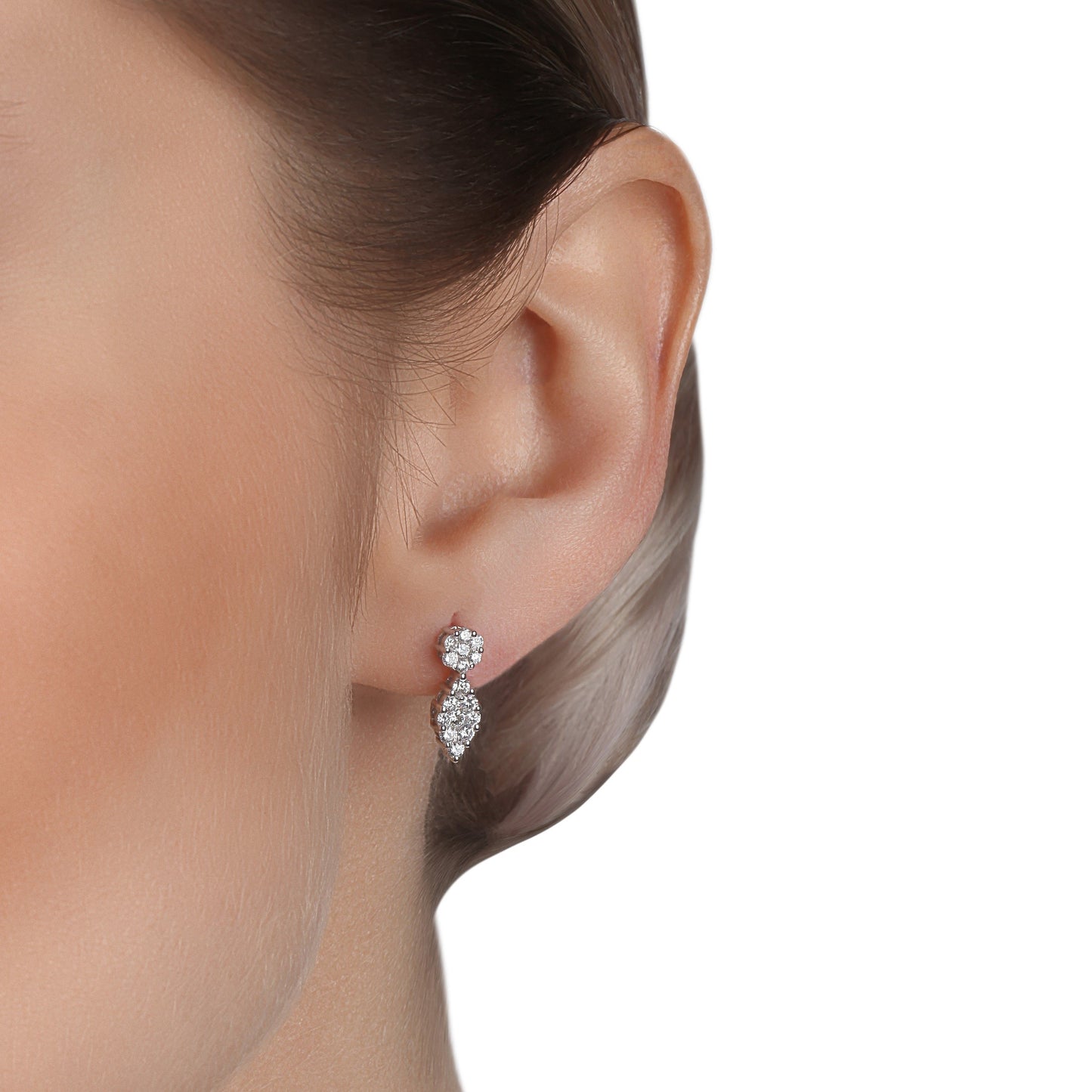 Marquise Shaped Drop Illusion Diamond Earrings |  best diamond earrings