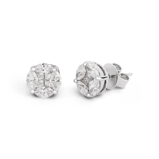 Small Diamond Illusion Stud Earrings | Diamond set online