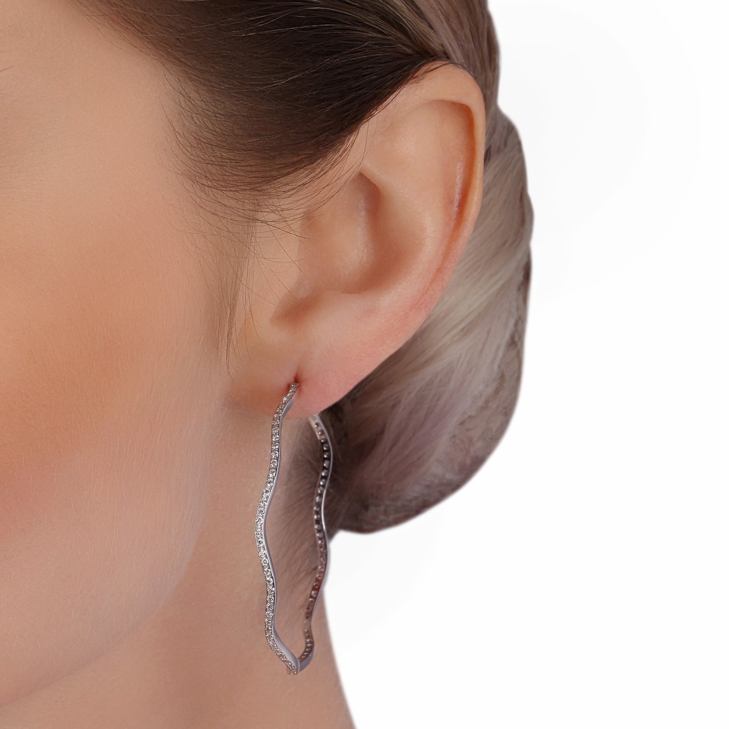 Diamond Wavy Hoop Earrings | Jewelry store online